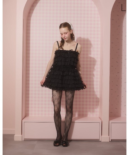 lilLilly(リルリリー)の「フリルミニキャミドレス(ワンピース・レディース・ブラック/ホワイト・FREE)」の3枚目の写真
