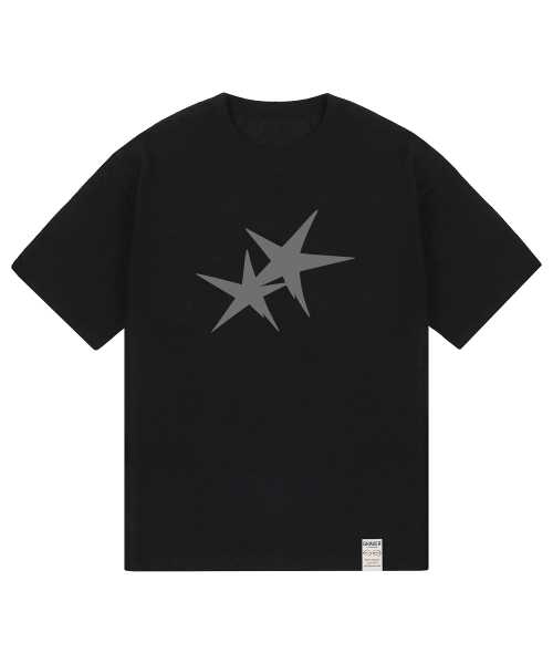 GRAVER ORDINARY（グレイバーオーディナリー）の「[ODNR UNISEX]ツインズスター半袖Tシャツ_BLACK（Tシャツ/カットソー・レディース・ブラック・SMALL/MEDIUM/LARGE）」の4枚目の写真