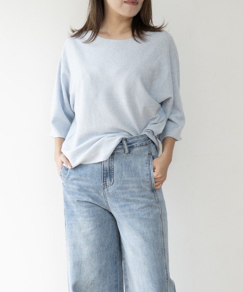 JOCOSA(ジョコサ)の「ドルマンスリーブ トップス(ニット/セーター・レディース・アイボリー/ダークネイビー/グレー/ピンク/グレイッシュベージュ/ブラック/ブルー・FREE)」の5枚目の写真
