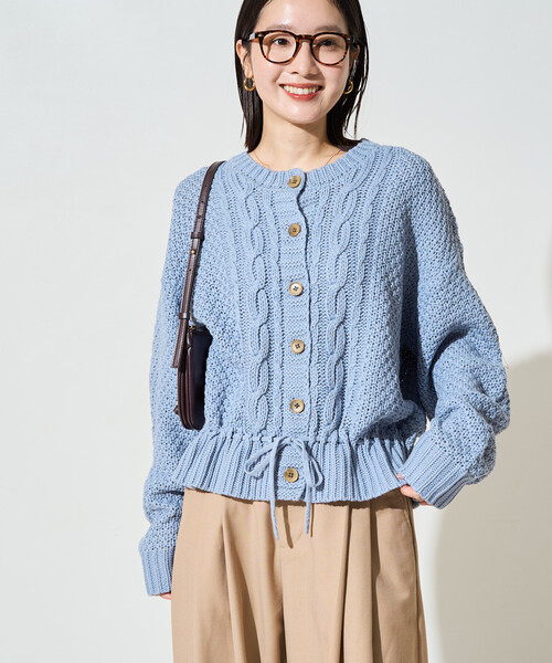FREAK'S STORE(フリークスストア)の「限定展開 リボン ウエストマーク ケーブルニット カーディガン(ニット/セーター・レディース・サックスブルー/ブラック/ナチュラル・フリ-)」の18枚目の写真