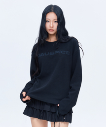 DAUSPICE（ディーオスピス）の「(DUC) アップリケロゴワッフルロングスリーブ ブラック（Tシャツ/カットソー）」