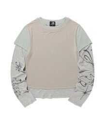 TATTOO LAYERED レイヤード長袖Tシャツ グレー(NG2GFFT554A)