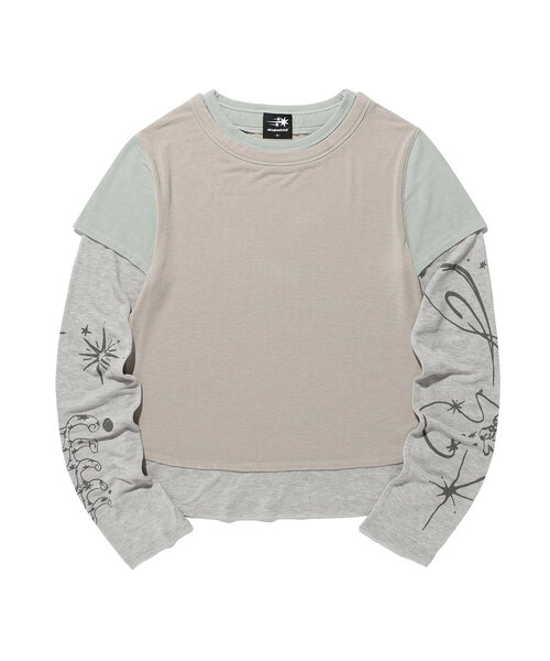 NICE GHOST CLUB(ナイスゴーストクラブ)の「TATTOO LAYERED レイヤード長袖Tシャツ グレー(NG2GFFT554A)(Tシャツ/カットソー・レディース・グレー・SMALL/MEDIUM)」の1枚目の写真