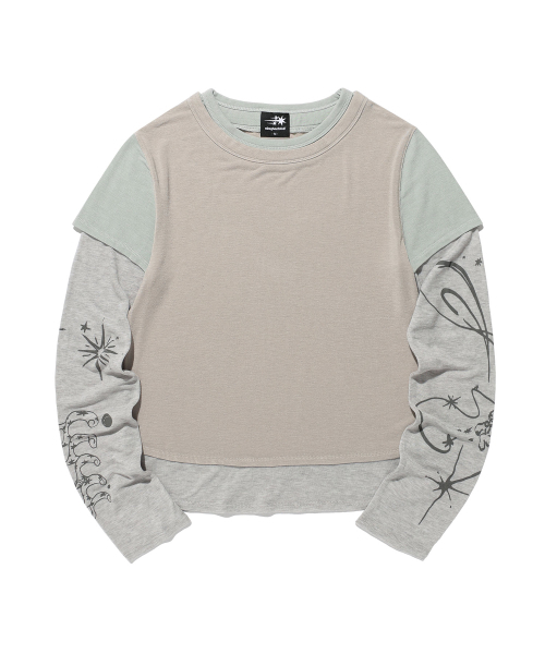 NICE GHOST CLUB(ナイスゴーストクラブ)の「TATTOO LAYERED レイヤード長袖Tシャツ グレー(NG2GFFT554A)(Tシャツ/カットソー・レディース・グレー・SMALL/MEDIUM)」の2枚目の写真