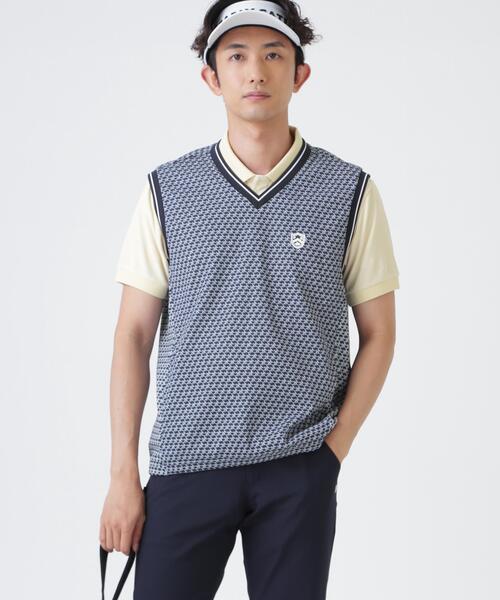 メッシュアンドメッシュVネックベスト ＜もちうさぎ柄＞ (MENS)