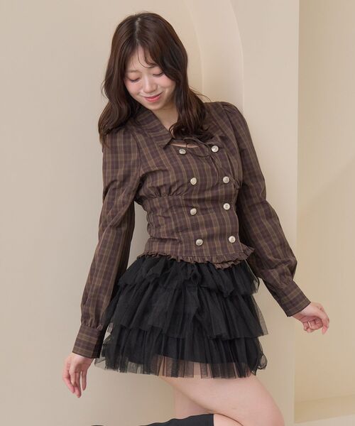 MAJESTIC LEGON(マジェスティックレゴン)の「ダブル釦コンパクトブラウス(シャツ/ブラウス・レディース・ベージュ系その他2/グレー/ブラウン系その他2・MEDIUM)」の14枚目の写真