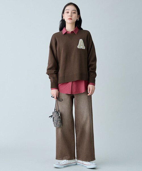 ANY(エニィ)の「スウェットライクイニシャルニット(ニット/セーター・レディース・ダークブラウン系/ライトグレー系/ベージュ系・X-LARGE)」の14枚目の写真