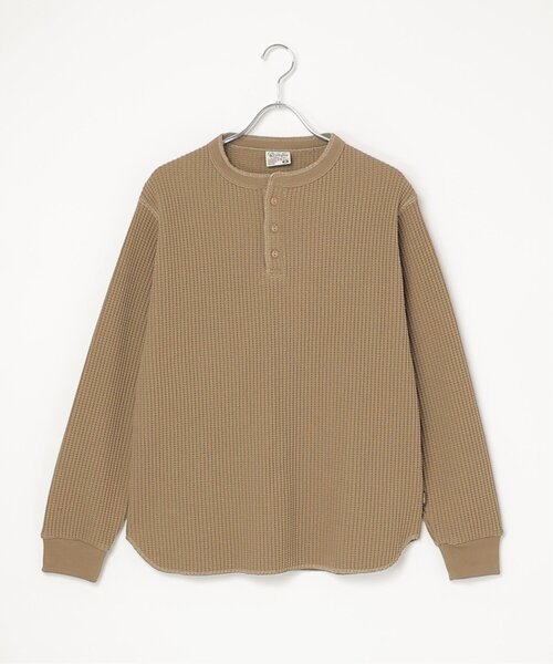NO NEED(ノーニード)の「ヘンリーネック ヘビーワッフル(Tシャツ/カットソー・メンズ・アイボリー/グレー系その他/ブラウン/ブラック・L/M)」の4枚目の写真