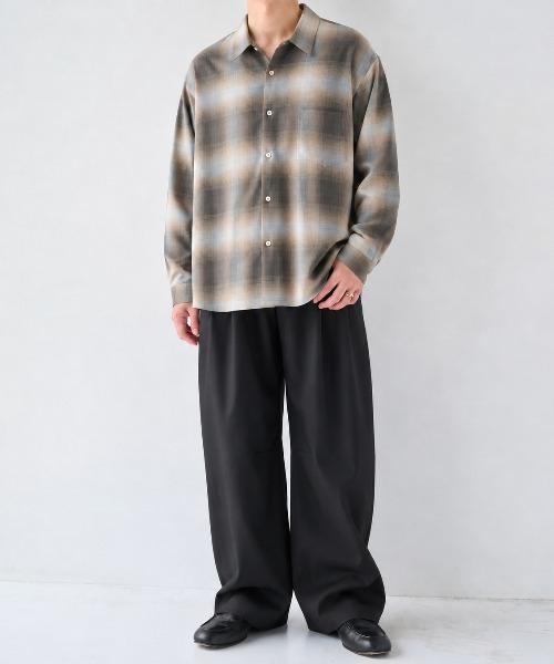 STUDIOUS(ステュディオス)の「【STUDIOUS】Fine Wool Smooth Check Shirts(シャツ/ブラウス・メンズ・ブラウン/ブラック/ベージュ・2/3/1)」の9枚目の写真