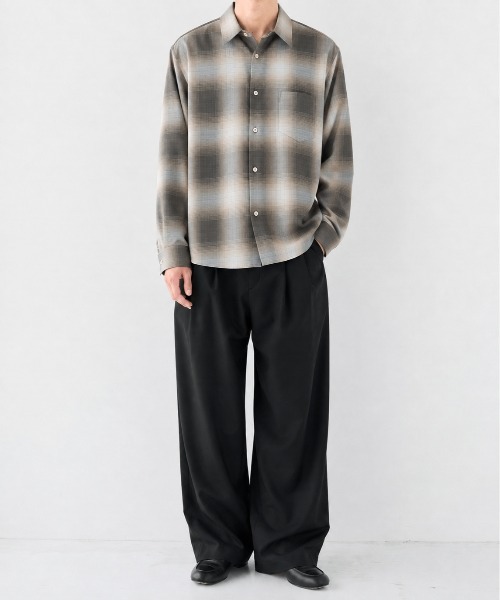 STUDIOUS(ステュディオス)の「【STUDIOUS】Fine Wool Smooth Check Shirts(シャツ/ブラウス・メンズ・ブラウン/ブラック/ベージュ・2/3/1)」の8枚目の写真