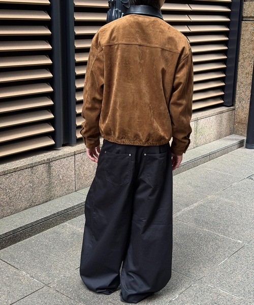 kutir(クティール)の「CONTRAST COLLAR LEATHER SUEDE JACKET/コントラスト カラー 合成皮革 スエードライク ジャケット(ブルゾン・メンズ・ブラック/ブラウン/キャメル・SMALL/MEDIUM/LARGE)」の8枚目の写真