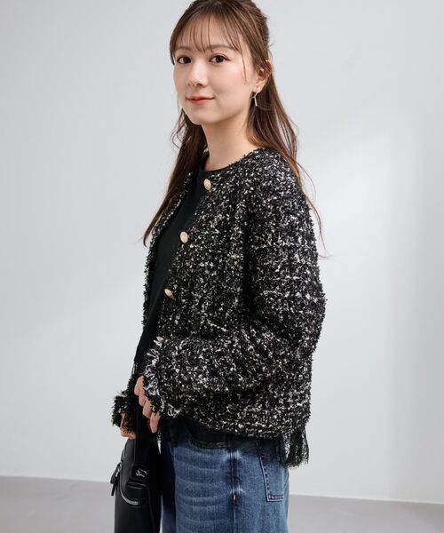 COHINA(コヒナ)の「ミックスツイードゴールドボタンカーディガン 【低身長・小柄女性】(カーディガン/ボレロ・レディース・グレー/ブラック/オフホワイト・ONE SIZE)」の10枚目の写真