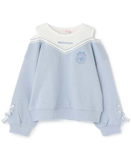 Mezzo Piano ミミポポフレンズ刺繍 水色ジップアップトレーナー 110 セール】【人気商品再入荷】【直営店で取り扱い無し】レイヤード風 肩