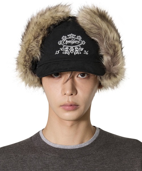 Openyard/オープンヤード』EMBLEM EAR FLAP PILLBOX CAP/エンブレム