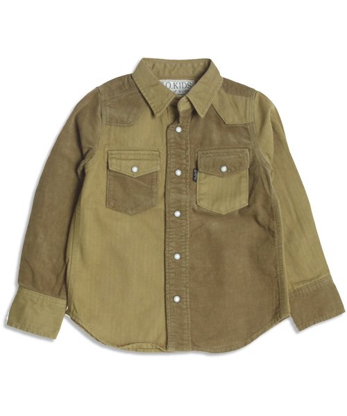 F.O.KIDS（エフオーキッズ）の「エイジングリメイクシャツ（シャツ/ブラウス・キッズ・キャメル/カーキ・100/120/110/130/95/90/140/80）」の2枚目の写真