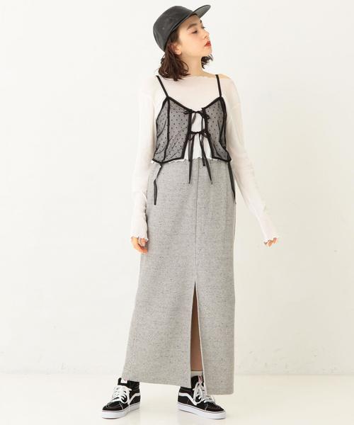 Another Edition（アナザーエディション）の「ドットチュールキャミ ◆（キャミソール・レディース・オフホワイト/ブラック/ピンク・フリー）」の5枚目の写真