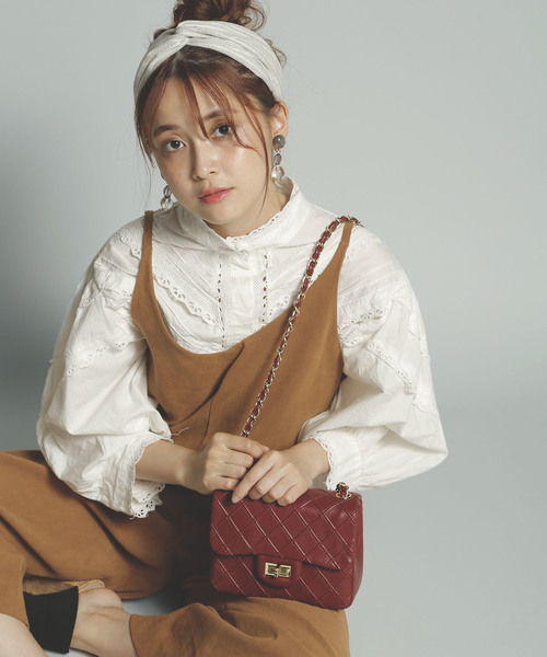 PLAIN CLOTHING(プレーンクロージング)の「ダイヤ柄ステッチチェーンバッグ【PLAIN CLOTHING】(ショルダーバッグ・レディース・ブラック/ネイビー/レッド/グレー・FREE)」の12枚目の写真
