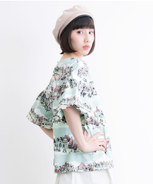 MERLOT | 街の弾き語り柄フレアスリーブトップス9046(シャツ/ブラウス)