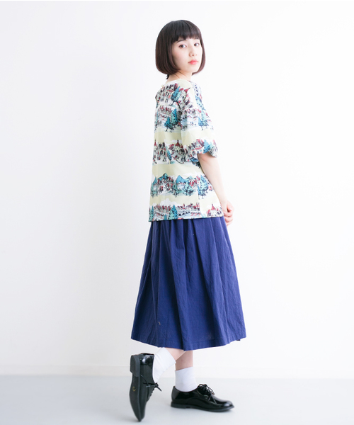 MERLOT（メルロー）の「街の弾き語り柄フレアスリーブトップス9046（シャツ/ブラウス・レディース・イエロー/グリーン・FREE）」の3枚目の写真