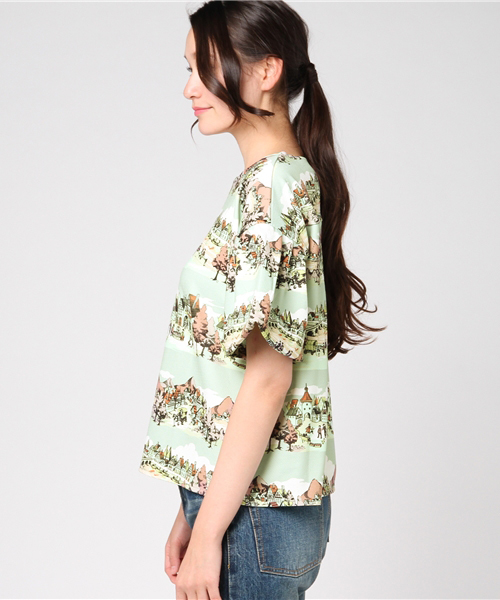 MERLOT（メルロー）の「街の弾き語り柄フレアスリーブトップス9046（シャツ/ブラウス・レディース・イエロー/グリーン・FREE）」の5枚目の写真