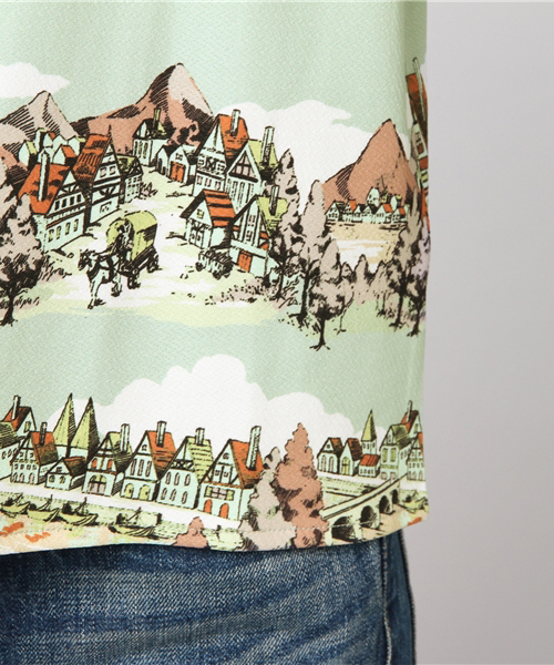 MERLOT（メルロー）の「街の弾き語り柄フレアスリーブトップス9046（シャツ/ブラウス・レディース・イエロー/グリーン・FREE）」の11枚目の写真