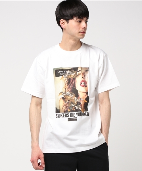 LIBERTY CITY（リバティシティ）の「【LIBERTY CITY/リバティーシティ】[SMOKING DIE YOUNGER] Tシャツ（Tシャツ/カットソー・メンズ・ホワイト/グレー・1/2/3）」の10枚目の写真