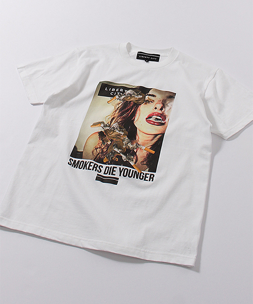 LIBERTY CITY（リバティシティ）の「【LIBERTY CITY/リバティーシティ】[SMOKING DIE YOUNGER] Tシャツ（Tシャツ/カットソー・メンズ・ホワイト/グレー・1/2/3）」の13枚目の写真