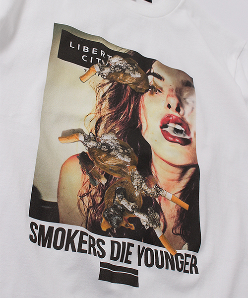LIBERTY CITY（リバティシティ）の「【LIBERTY CITY/リバティーシティ】[SMOKING DIE YOUNGER] Tシャツ（Tシャツ/カットソー・メンズ・ホワイト/グレー・1/2/3）」の14枚目の写真