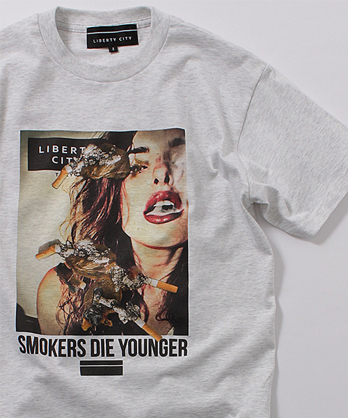 LIBERTY CITY（リバティシティ）の「【LIBERTY CITY/リバティーシティ】[SMOKING DIE YOUNGER] Tシャツ（Tシャツ/カットソー・メンズ・ホワイト/グレー・1/2/3）」の15枚目の写真