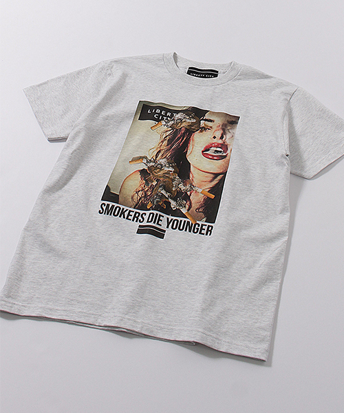 LIBERTY CITY（リバティシティ）の「【LIBERTY CITY/リバティーシティ】[SMOKING DIE YOUNGER] Tシャツ（Tシャツ/カットソー・メンズ・ホワイト/グレー・1/2/3）」の16枚目の写真