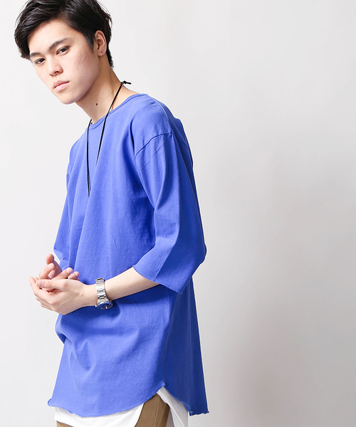 WEGO(ウィゴー)の「WEGO/ピグメント5分袖ラウンドカットソー(Tシャツ/カットソー・メンズ・オレンジ/スミクロ/ロイヤルブルー/レッド・LARGE/MEDIUM)」の2枚目の写真