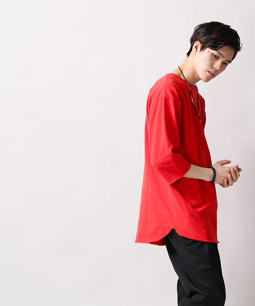 WEGO(ウィゴー)の「WEGO/ピグメント5分袖ラウンドカットソー(Tシャツ/カットソー・メンズ・オレンジ/スミクロ/ロイヤルブルー/レッド・LARGE/MEDIUM)」の18枚目の写真