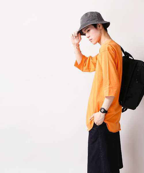 WEGO(ウィゴー)の「WEGO/ピグメント5分袖ラウンドカットソー(Tシャツ/カットソー・メンズ・オレンジ/スミクロ/ロイヤルブルー/レッド・LARGE/MEDIUM)」の21枚目の写真