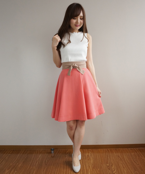 PROPORTION BODY DRESSING（プロポーションボディドレッシング）の「【CanCam7月号掲載】マイクロピーチフレアスカート（スカート・レディース・ブルー/オレンジ/ブルー系その他/ベビーピンク・1/2/3）」の4枚目の写真