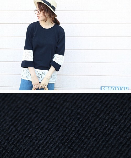 reca(レカ)の「切り替え花柄レースデザインカットソー(Tシャツ/カットソー・レディース・ネイビー/ライトブルー/ピンク系その他/オフホワイト・FREE)」の8枚目の写真
