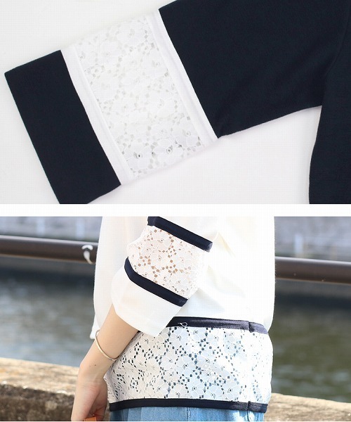 reca(レカ)の「切り替え花柄レースデザインカットソー(Tシャツ/カットソー・レディース・ネイビー/ライトブルー/ピンク系その他/オフホワイト・FREE)」の12枚目の写真