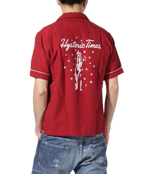 HYSTERIC GLAMOUR（ヒステリックグラマー）の「HYS TIMES pt 半袖ボーリングSH（シャツ/ブラウス・メンズ・レッド/ネイビー/ブラック・SMALL/MEDIUM/LARGE）」の3枚目の写真