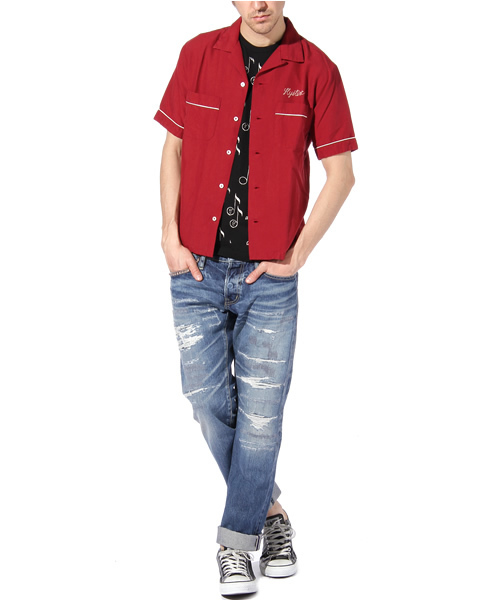 HYSTERIC GLAMOUR（ヒステリックグラマー）の「HYS TIMES pt 半袖ボーリングSH（シャツ/ブラウス・メンズ・レッド/ネイビー/ブラック・SMALL/MEDIUM/LARGE）」の8枚目の写真