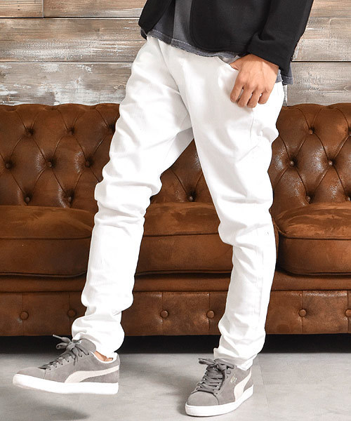 MinoriTY（マイノリティ）の「ストレッチスーパースキニーデニムパンツ（デニムパンツ・メンズ・ブラック/サックスブルー/ブルー系その他/ホワイト/グレー/インディゴブルー・M/XL/S/L）」の2枚目の写真