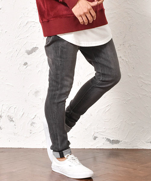 MinoriTY（マイノリティ）の「ストレッチスーパースキニーデニムパンツ（デニムパンツ・メンズ・ブラック/サックスブルー/ブルー系その他/ホワイト/グレー/インディゴブルー・M/XL/S/L）」の3枚目の写真