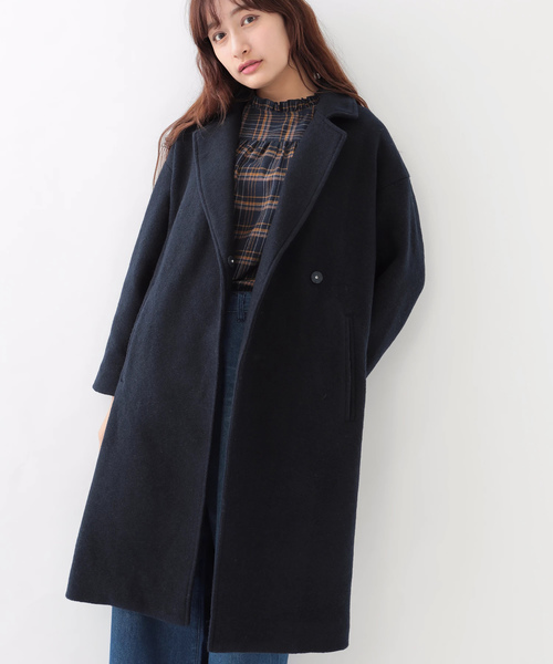 earth music&ecology（アースミュージックアンドエコロジー）の「・ビックシルエットチェスターコート（チェスターコート・レディース・ベージュ/ネイビー/ライトグレー・FREE）」の3枚目の写真