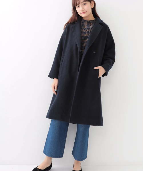 earth music&ecology（アースミュージックアンドエコロジー）の「・ビックシルエットチェスターコート（チェスターコート・レディース・ベージュ/ネイビー/ライトグレー・FREE）」の15枚目の写真