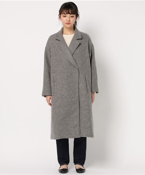 earth music&ecology（アースミュージックアンドエコロジー）の「・ビックシルエットチェスターコート（チェスターコート・レディース・ベージュ/ネイビー/ライトグレー・FREE）」の4枚目の写真