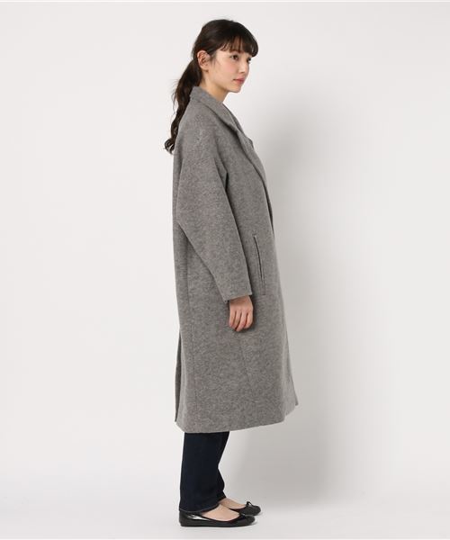 earth music&ecology（アースミュージックアンドエコロジー）の「・ビックシルエットチェスターコート（チェスターコート・レディース・ベージュ/ネイビー/ライトグレー・FREE）」の5枚目の写真