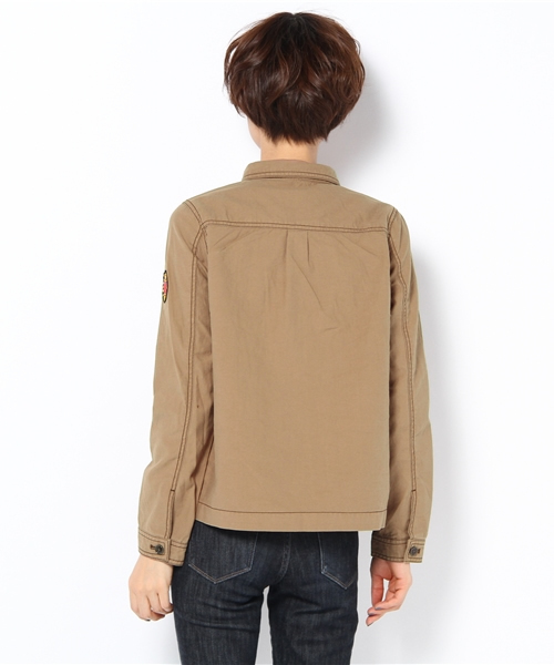 DISCOAT(ディスコート)の「ビジューテープ付ミリタリーコート(ミリタリージャケット・レディース・キャメル/カーキ・フリ-)」の4枚目の写真