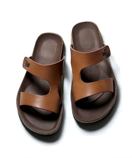 whoop-de-doo（フープディドゥ）の「whoop-de-doo/フープディドゥ（478011）イタリアンレザー フットベッドサンダル（サンダル・メンズ・ブラック/ダークブラウン/ブラウン/レッド/ネイビー/イエロー/グリーン・40/41/42/43/39/44/35/36/37/38/45）」の3枚目の写真