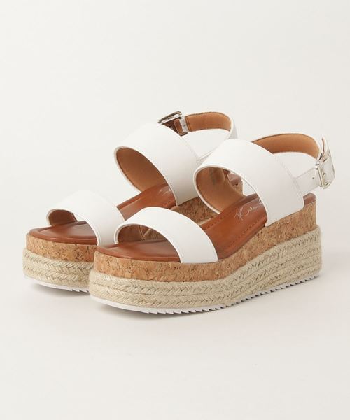 KOBE LETTUCE（コウベレタス）の「厚底2ベルト異素材ウェッジサンダル（サンダル・レディース・ホワイト/グレイッシュベージュ/ブラック/ベージュ/ガンメタ・L/LL/M/S）」の8枚目の写真