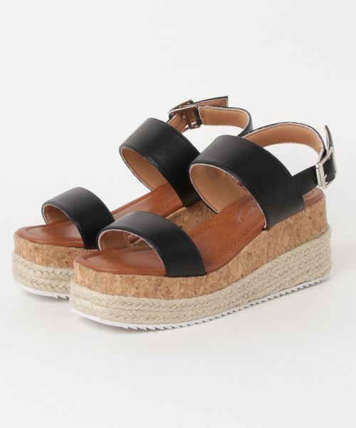 KOBE LETTUCE（コウベレタス）の「厚底2ベルト異素材ウェッジサンダル（サンダル・レディース・ホワイト/グレイッシュベージュ/ブラック/ベージュ/ガンメタ・L/LL/M/S）」の9枚目の写真