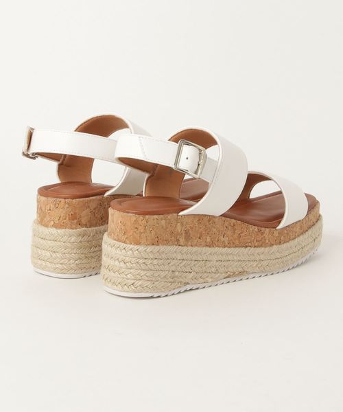 KOBE LETTUCE（コウベレタス）の「厚底2ベルト異素材ウェッジサンダル（サンダル・レディース・ホワイト/グレイッシュベージュ/ブラック/ベージュ/ガンメタ・L/LL/M/S）」の6枚目の写真