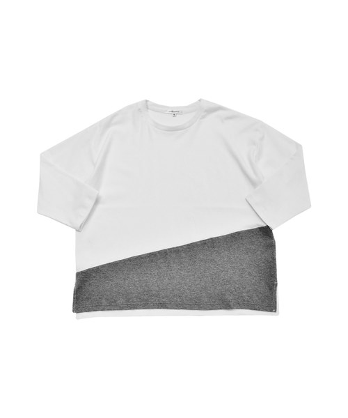 MinoriTY（マイノリティ）の「バイカラーポンチ素材8分袖ビッグTシャツ（Tシャツ/カットソー・メンズ・ホワイト系その他/ブラック系その他/グレー系その他/ブラウン系その他/グリーン系その他/パープル系その他・M/L）」の11枚目の写真
